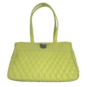 Vera Bradley Key Lime Green Quilted Handbag Purse Turquoise Lining Toggle Close